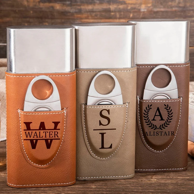 Factory Travel Faux Leather Stainless Steel Tube Monogrammed