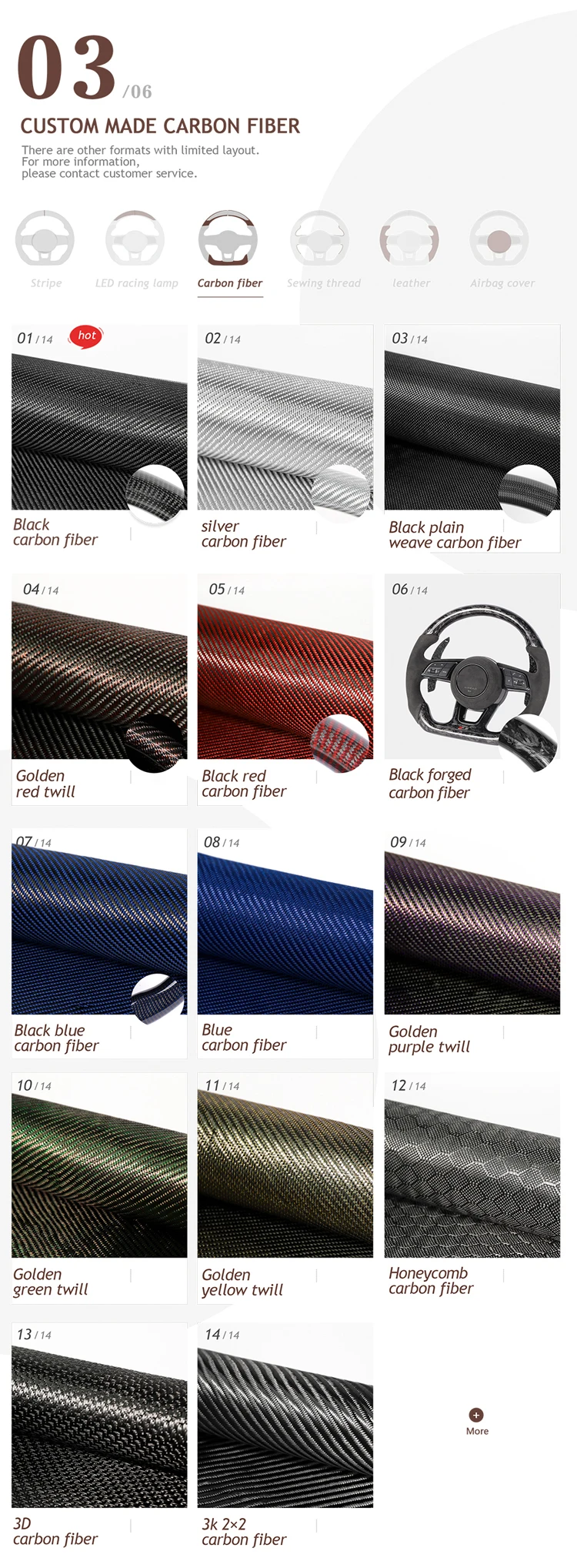 Custom Alcantar Leather Carbon Fiber Racing Led Steering Wheel For