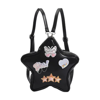 Mini Star Shaped Trendy Plush Patch Embroidery backpack Cute Cartoon Schoolbag For Girls