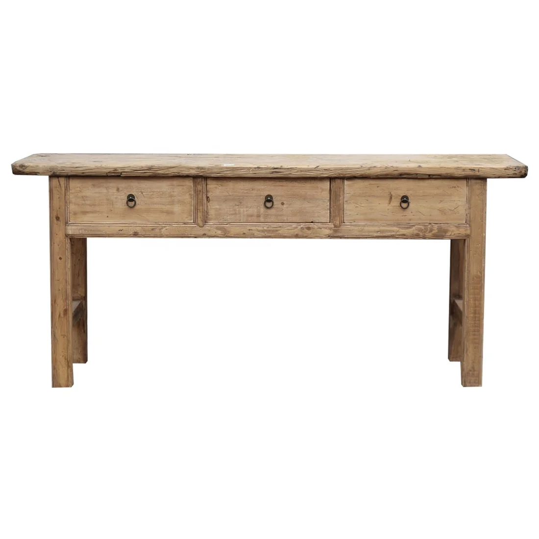Chinese Reproduction Recycled Solid Wood Furniture Living Room Distressed Natural Color Sideboard