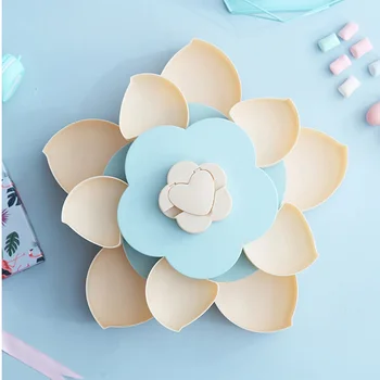 Food Storage Organizer Case Petal-Shape Rotating Two-deck Candy