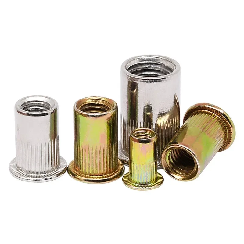 Galvanized Carbon Steel Stainless Steel Flat Head Knurled Rivet Nut  Zinc Plating for Industry manufacture
