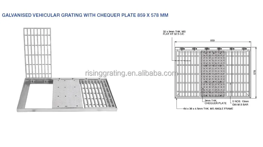 Singapore Hdb Galvanised Vehicular Steel Grating With Chequer Plate ...