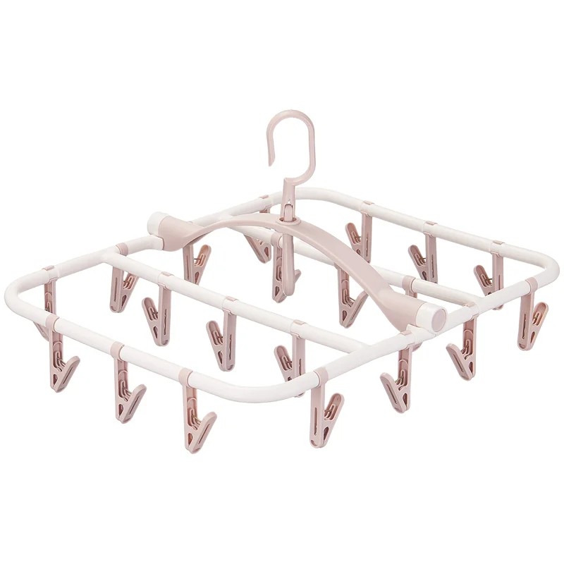 SOLELY Factory's Hot Sale Foldable Hanging Drying Rack with 20 Clips Wardrobe Balcony Bathroom Living room