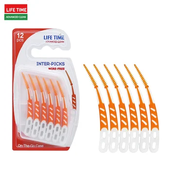 High Quality Customized Packaging Curved Shape Silicone Oral Care Dental Tooth Picks Disposable Interdental Toothpicks for Adult