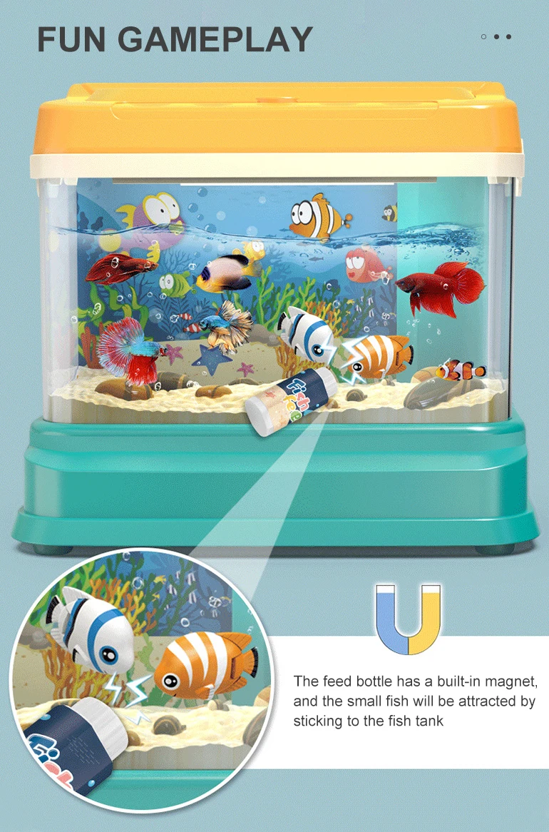 Simulation funny electric aquarium kids educational game magnetic fishing toy