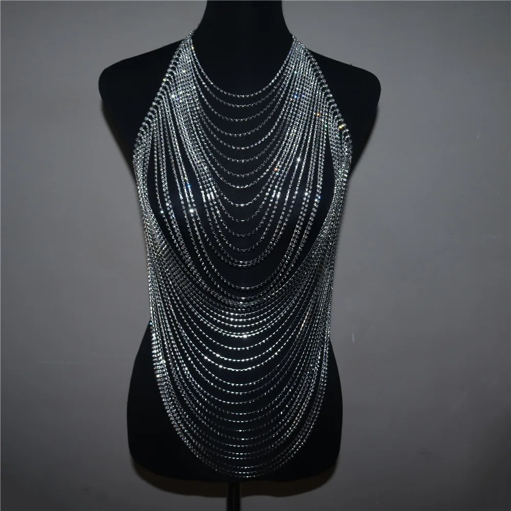 Wholesale Bling Rhinestone Sexy Lingerie Body Chain Men Layered