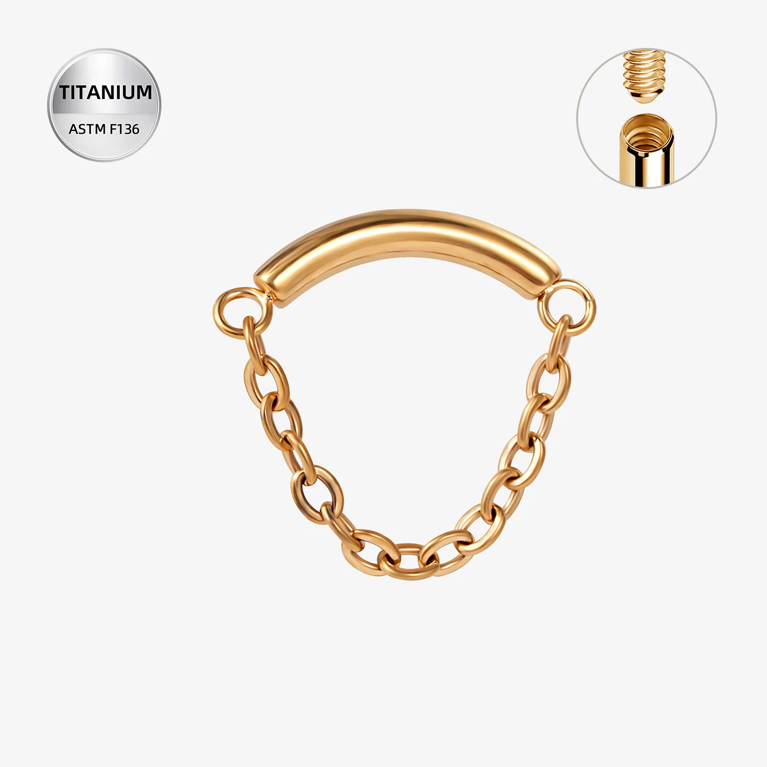 Implant G23 Titanium Chain Threaded Ends Ear Piercing Helix Daith Cartilage Wholesale Body Jewelry