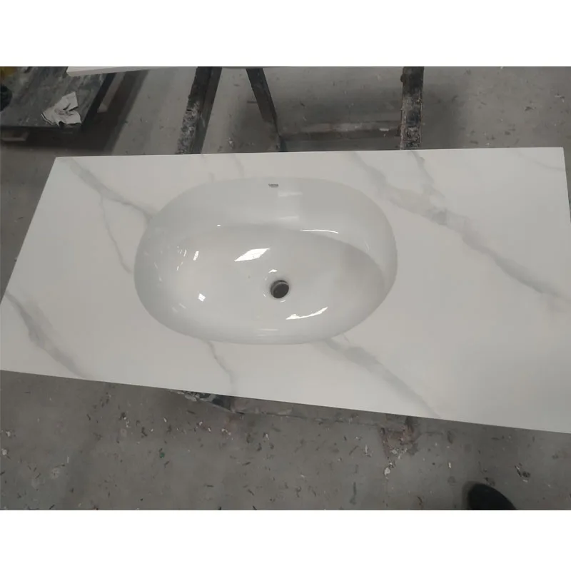 Modern Design Solid Surface White Artificial Sintered Stone Bathroom Basin Wash Hand Basin Countertop