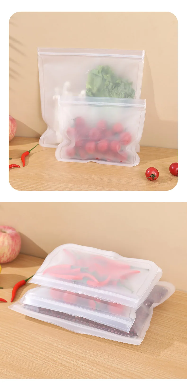 EVA Food storage bag Refrigerator food storage bag Fruit and vegetables food sealed bag can be reused details