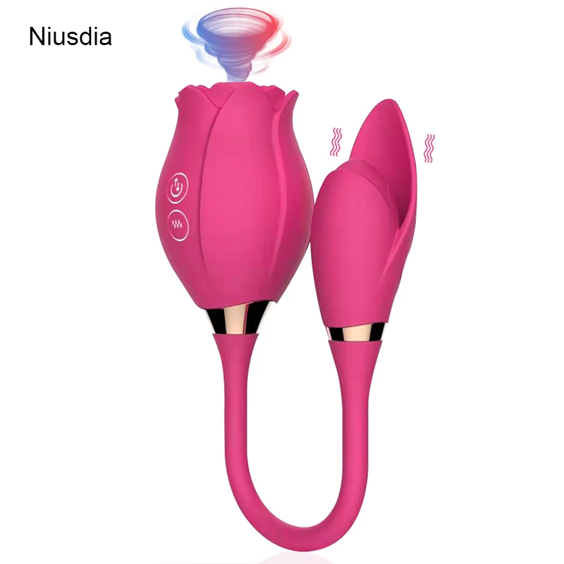 Niusida New Product 2 in 1 Sex Toys for Women Vibrator Female Clitoris Breast Massager Vibrator Rose Long Rose Vibrator