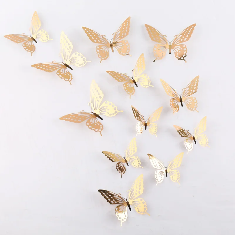 paper 12 pieces hollow wall butterfly