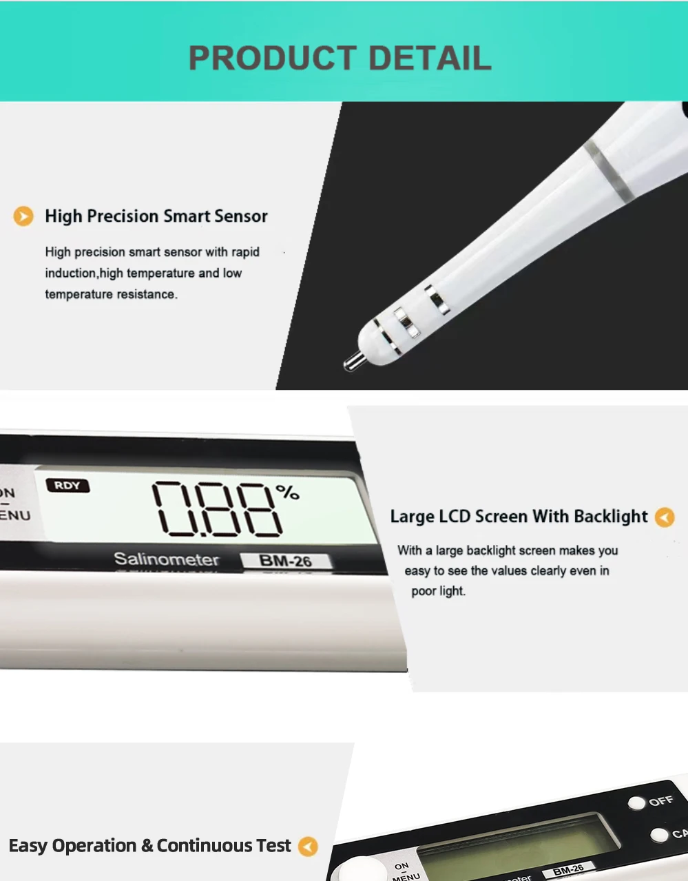 Digital Salinity Measurement Instrument Portable Salinity Meter Salt ...