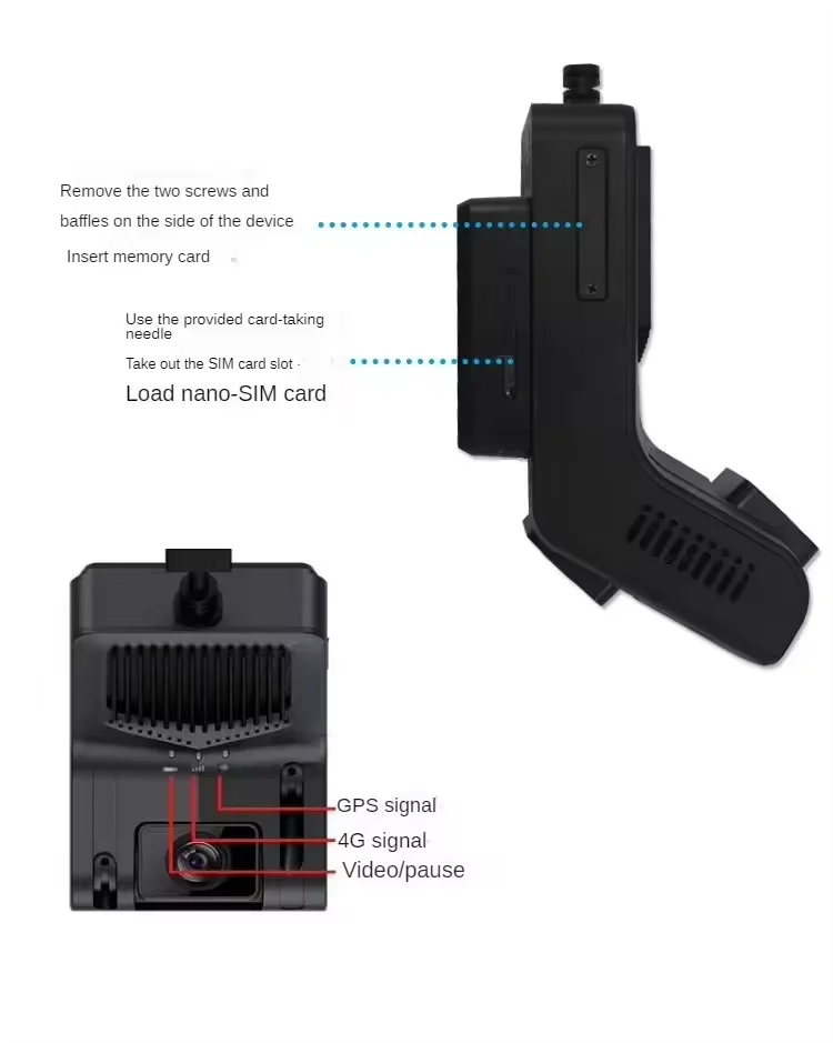 4G HD Algorithm GPS Tracker Dash Cam for Cars & Trucks Video GPS Tracker Camera Supports Glonass Beidou Lbs Positioning Modes