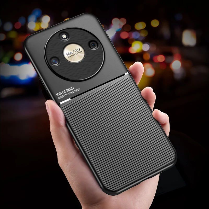 For Honor Magic6 Magic 6 Lite Car Magnetic PU IQS Desgin Leather Texture Case for Honor Magic6 Magic 5 Lite X9a X8a X30 X40 X50