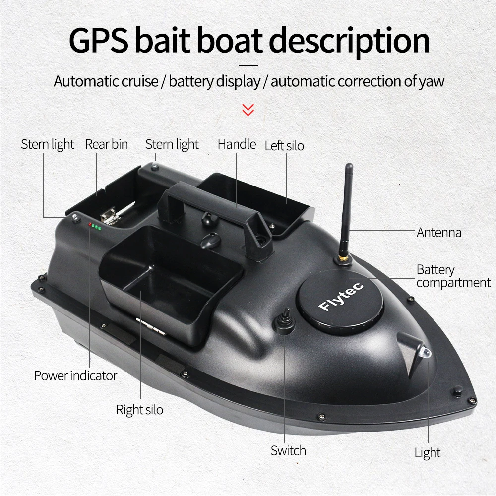 RC Fishing Bait Boat with Bag GPS Auto Return 2KG Load Bin 500M Distance  Night Light 12000mah 6 Hours RC Ship Toy