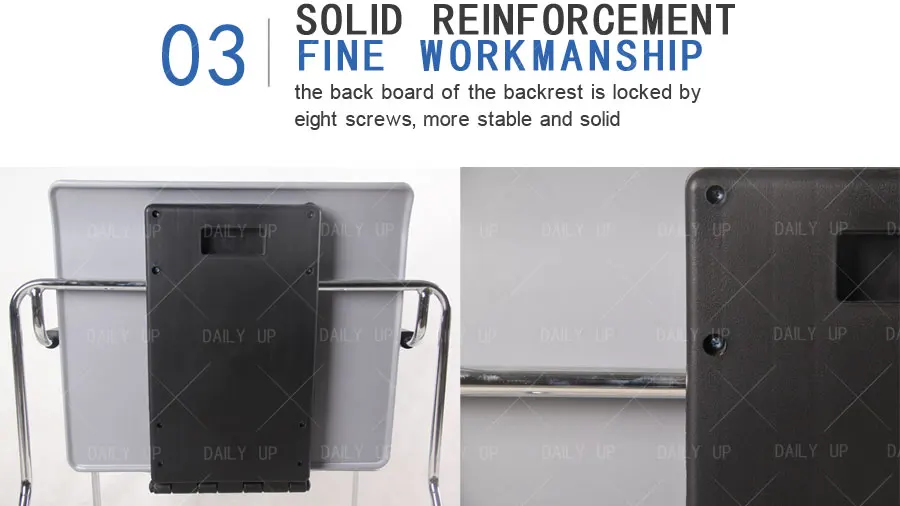 Stacking Convertible Desk And Chair Sled Metal Frame Plastic Office Chair For Training And Meeting Conference Multiple Use