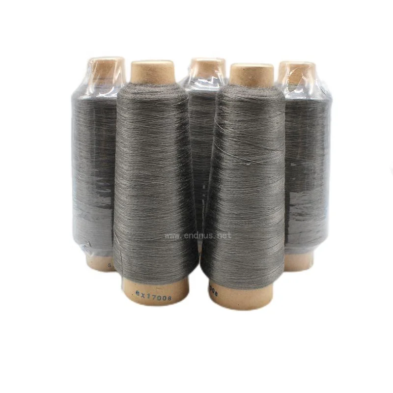 Flame Retardant Metallic Yarn Sus 304 316l Stainless Steel Fiber Spun ...