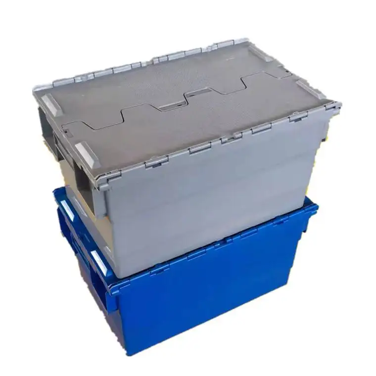 Heavy Duty Plastic Totes Box With Hinged Lid Nestable And Stackable ...