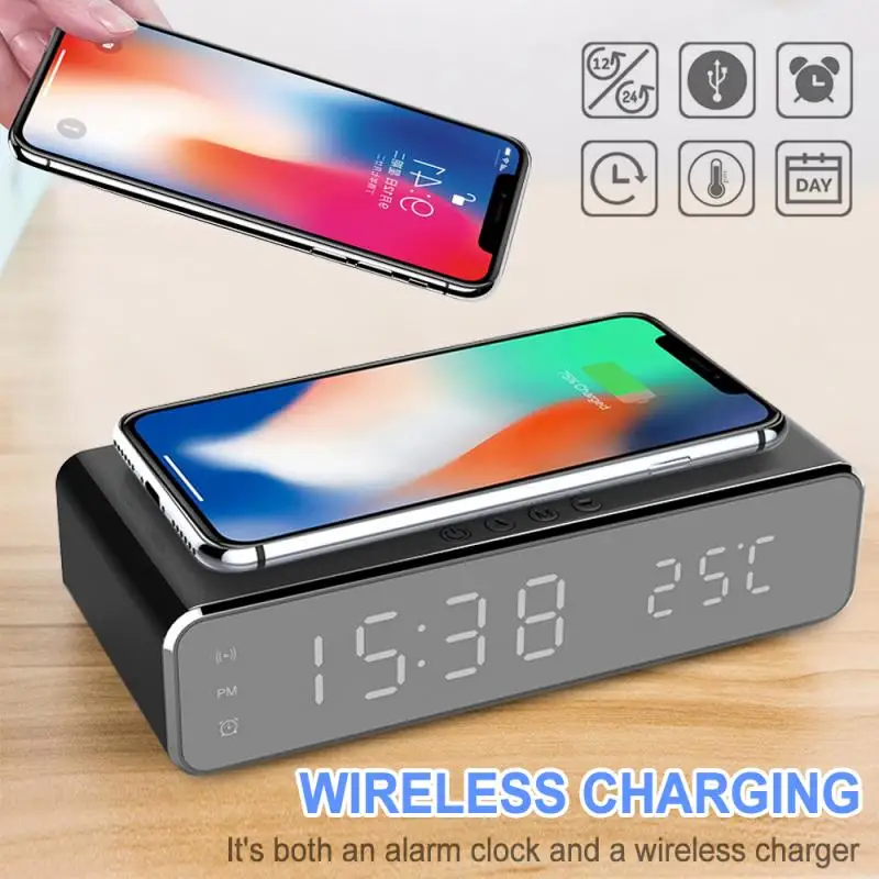 Reloj Despertador Eléctrico Led,Reloj Con Termómetro Digital,Espejo Hd,Con  Cargador Inalámbrico De Teléfono Y Fecha,Novedad De 2020 - Buy Reloj  Despertador Móvil Digital,Reloj Despertador Divertido Y Original,Reloj De  Escritorio Con Termómetro Product on