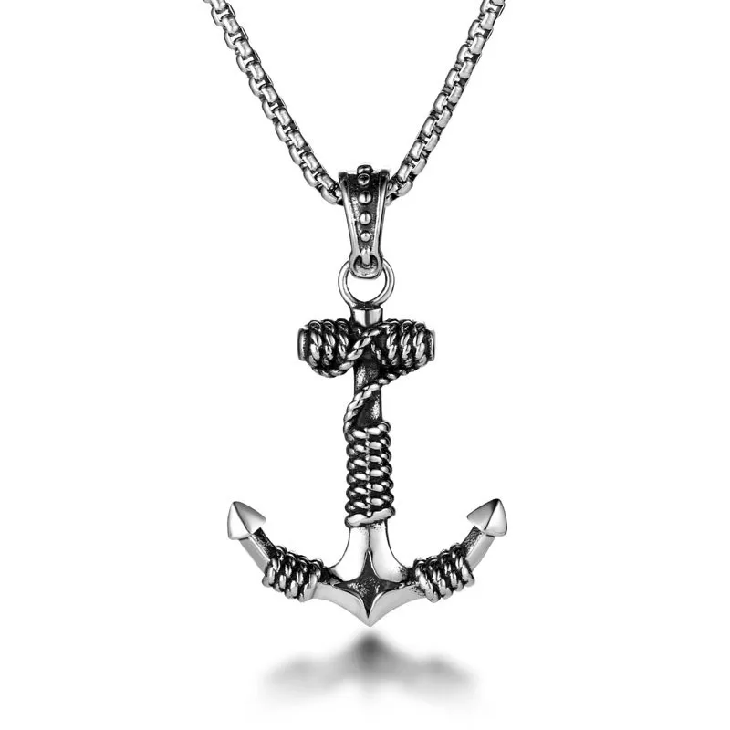 Anchor Necklace For Men Vintage Navy 