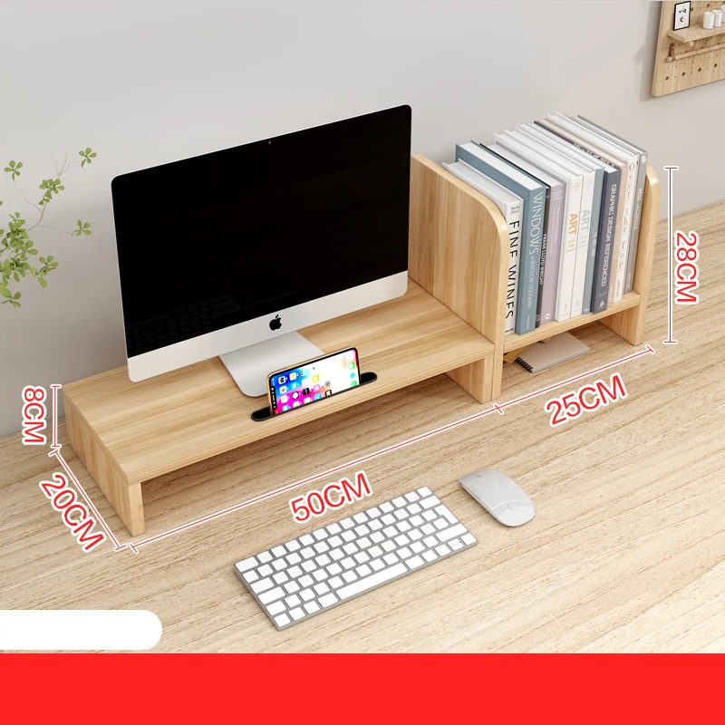 Laptop Desk With Bookshelf Desktop Computer Rack Display Screen Desktop Storage Pad Shelf Office Shelf