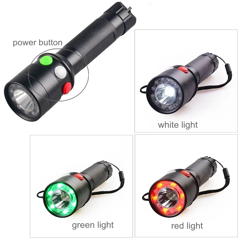 Tricolour Torch for Train White\green\Red signal Light Aluminum Alloy Flash Flashlight