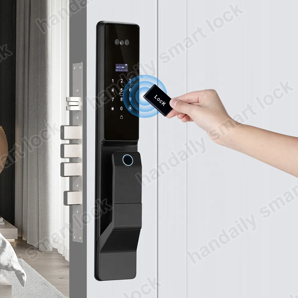 HanDaily Wholesale Automatic Fingerprint Tuya 3d Face Smart Door Lock for Front Door Digital Palm Vein Home Security Door Lock F888