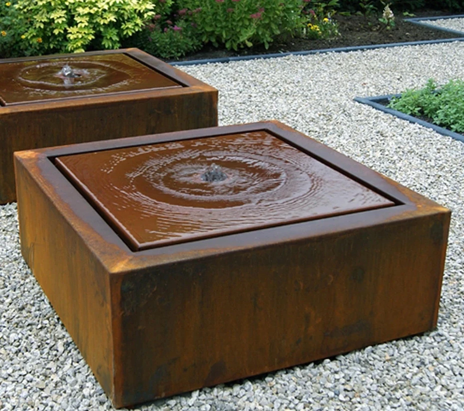 Corten Steel Water Fountain Water Fountain Outdoor Garden Garden Water ...