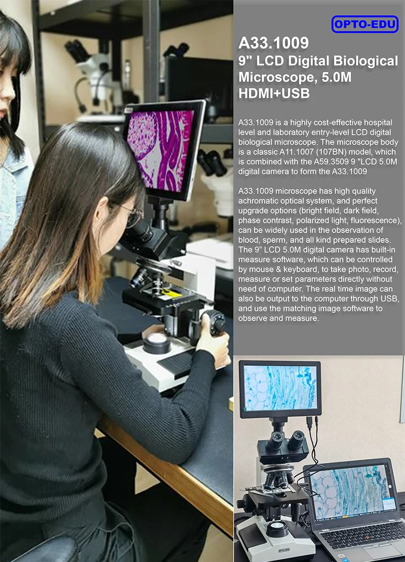 Opto Microscope Opto-edu A33.1009 Video Optical Compound Biology Digital Microscope ...