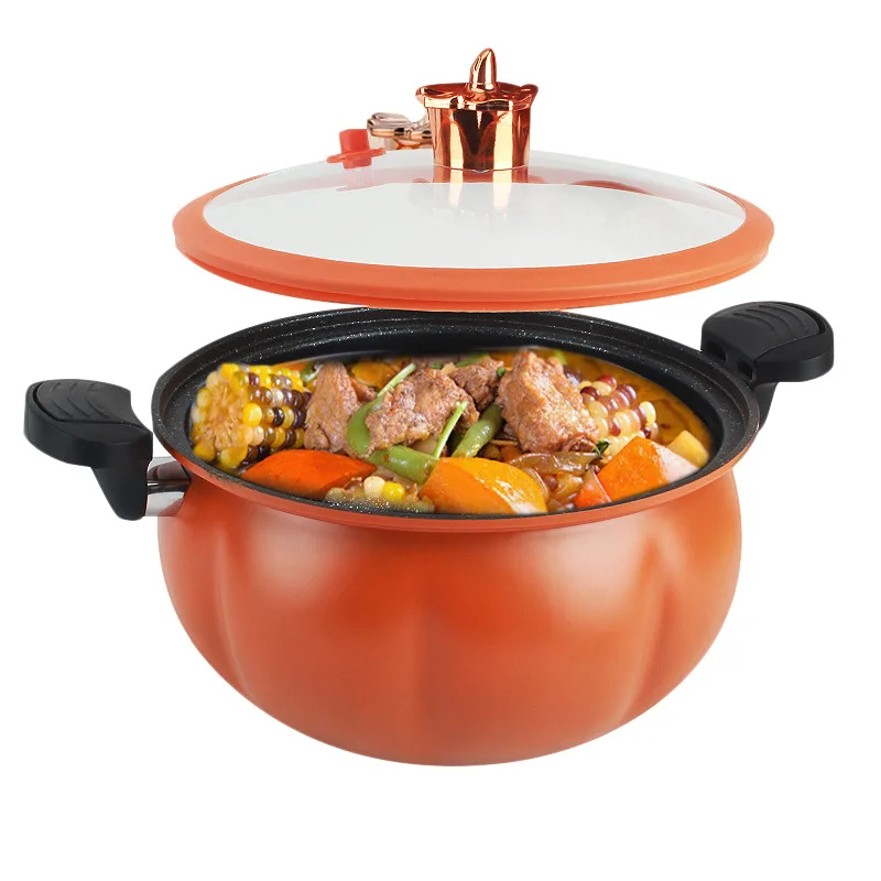 Autocuiseur Citrouille Halloween 8L - Cocotte Minute Design Avec Poignées Antidérapantes | Cuisson Rapide, Sécurité Renforcée, Idéal Soupes & Ragoûts