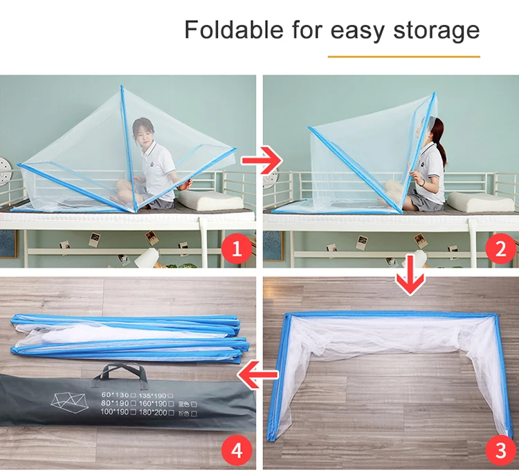 China Supplier High Quality Folding Mosquito Net baby Foldable Mosquito Netting Round Top Fabric Mesh for Double Bed
