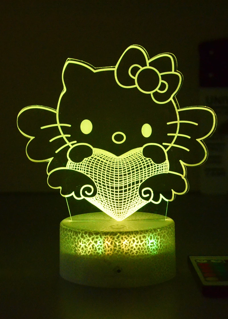 Acrylic Hello Kitty Night Lights Personalized Christmas Table Led Lamp ...