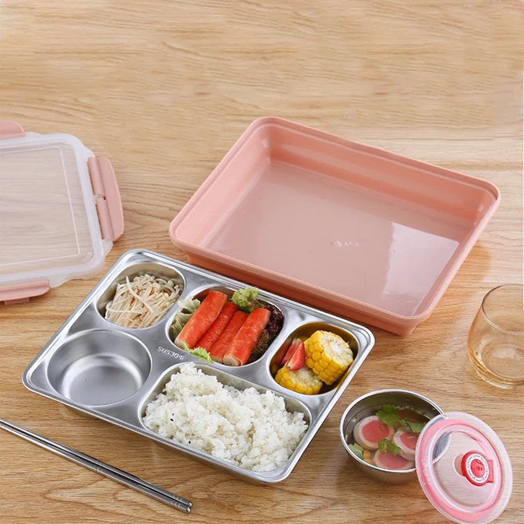 1pc Wheat Straw Student Lunch Box With Microwave Function, Bento Box With  Grids, Plastic Square Fast Food Box