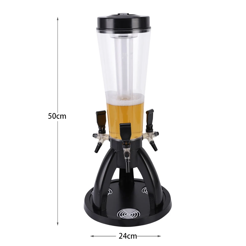 Customized 3L 4L Plastic Beer Tower Draft Juicer Beverage Dispenser Drink Tower With Ice Tube Cooling Beer Dispenser