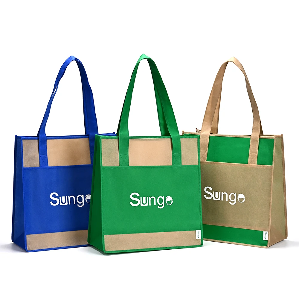 Wholesale Large Custom Cotton Shopping Non Woven Bag Blank Custom Printed Logo Own Design With Pocket manufacture
