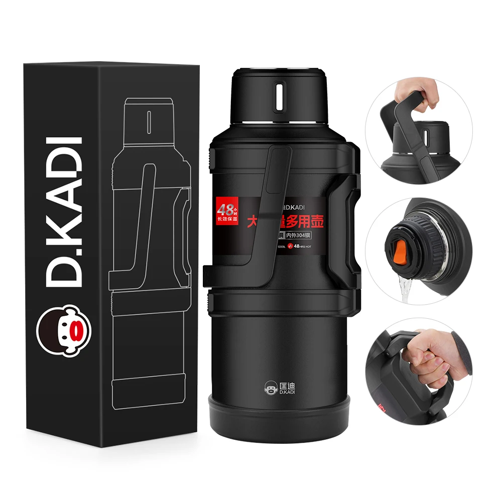 Stainless Steel 3000ml Vacuum Flask Double Wall Insulated Sports Water Bottle for Hiking Travel Camping Outdoor Activities