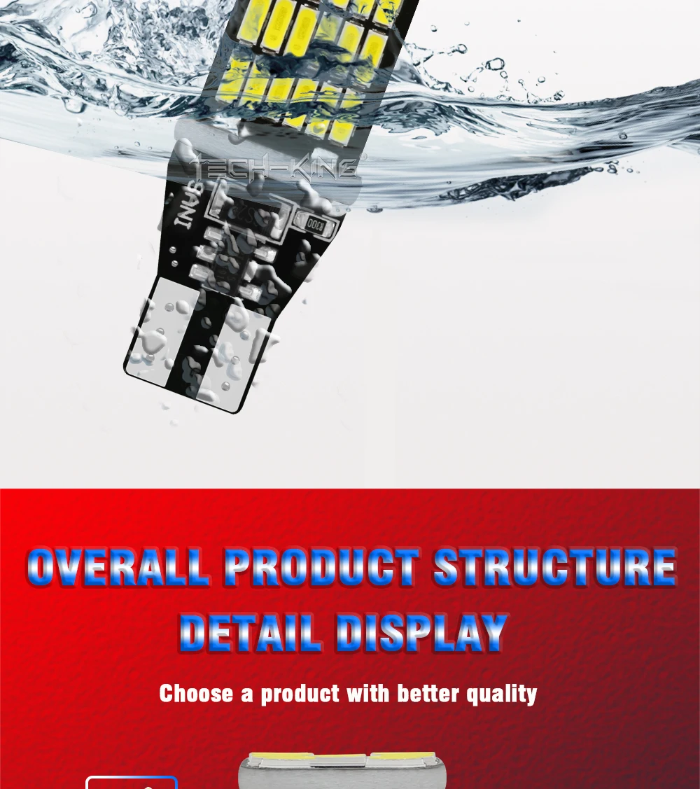 TECH-KING Auto and Motorcycle High Power T15 12v-24v Led Light W16W 4014 45smd Led T15 Yellow White Red SX279 Reversing Lights