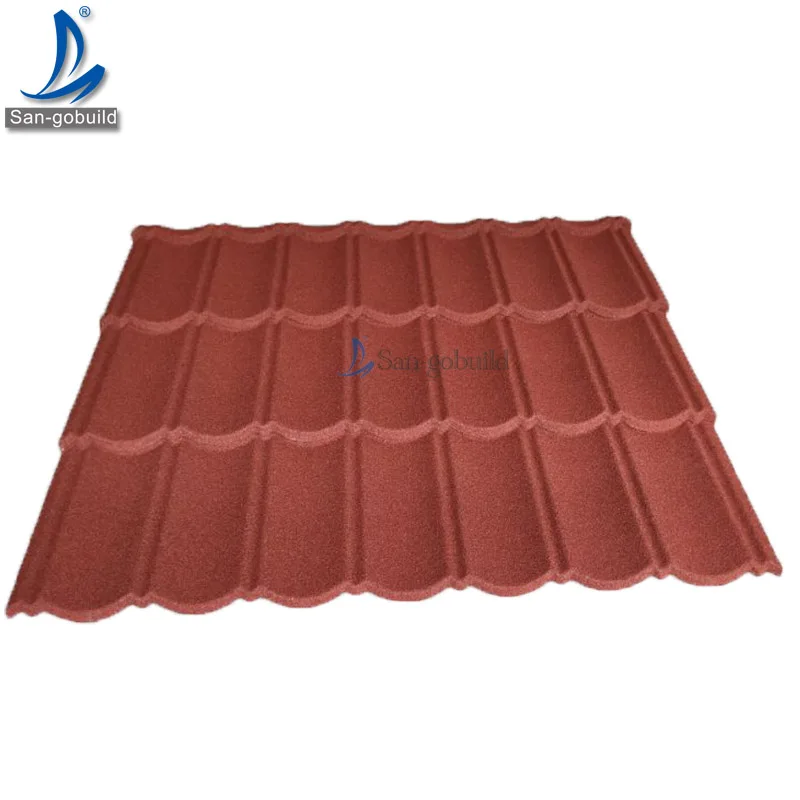 Nepal Granite Chips Coated Zinc Steel Euro Tiles Black Red Roofing Sheet Dealers Near Me for Pen Roofing