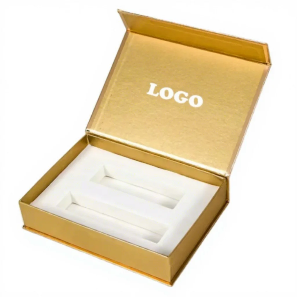 Custom Printed Luxury Goldcard Special Paper Boxes Simple Magnetic Closure Gift Package Box for Cosmetics with Sponge Liner