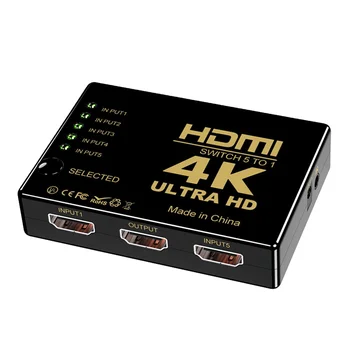 SY 5x1 Port 4k@30hz HDMI Switch Box Black PVC Carton Gold Plated Power Cable Black Tv Box Aoc Monitor Stock Monitor Pc Computer