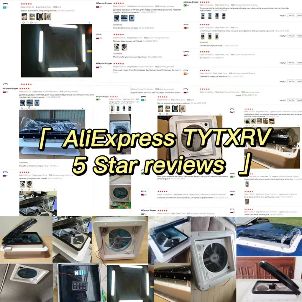 TYTXRV Caravan Accessories 340mm Manual Control RV Roof Vent Fan 3 Speeds Caravan Skylight Exhaust Fan