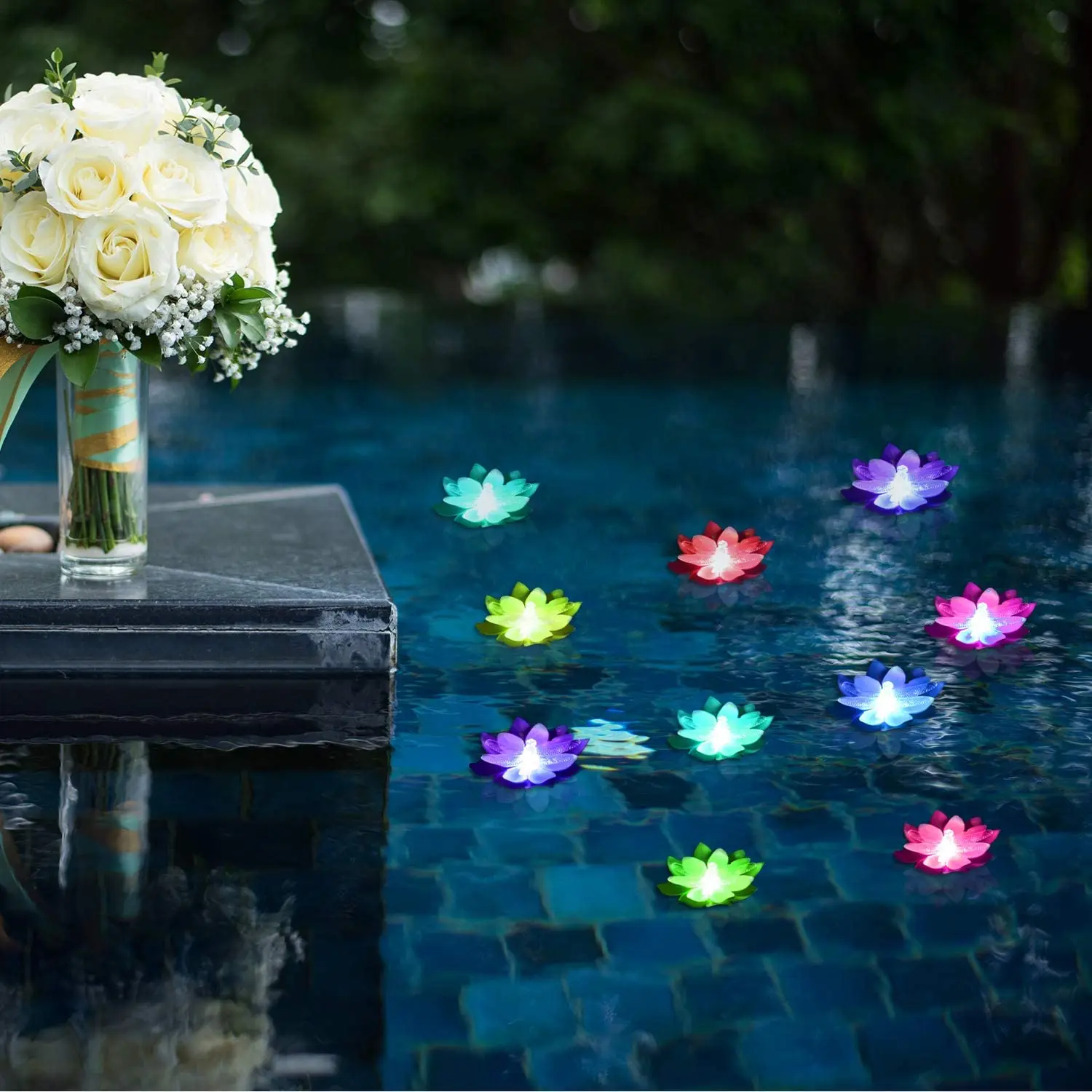 floating flower lights for pool