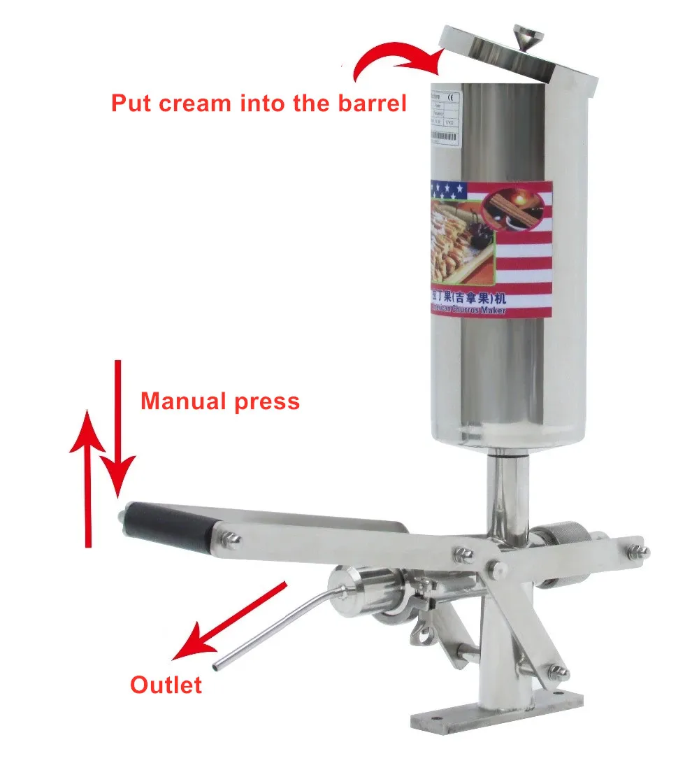 Commercial Hand-operated Donut Churros Filler Stainless Steel Filling  Machine 5L