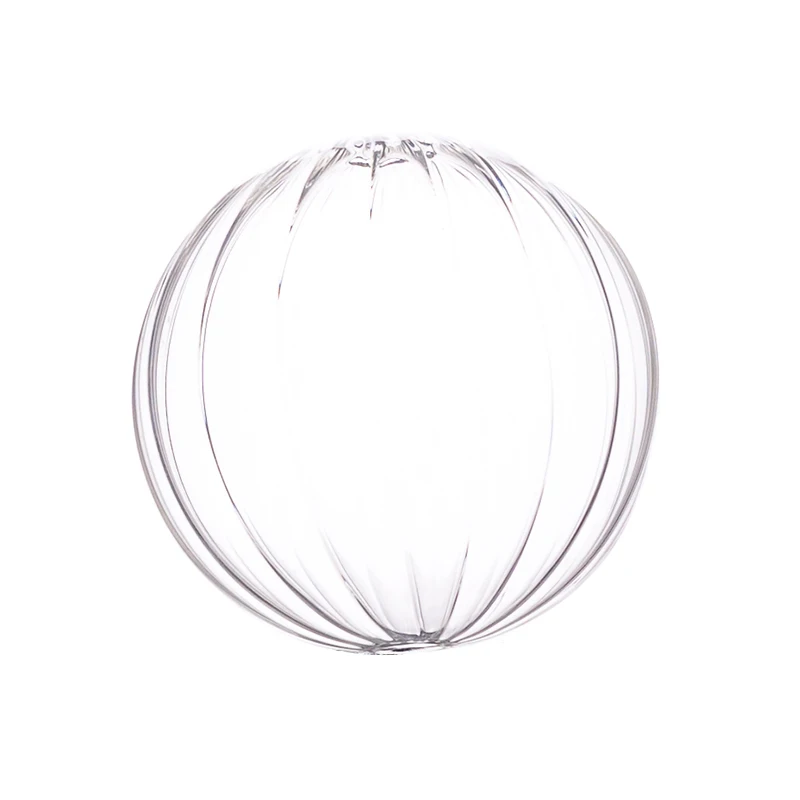 Custom Clear Ribbed Glass Orb LED Light Shade Transparent Striped Oval Hollow Glass Ball Lamp Globe Shade for Lighting Fixture