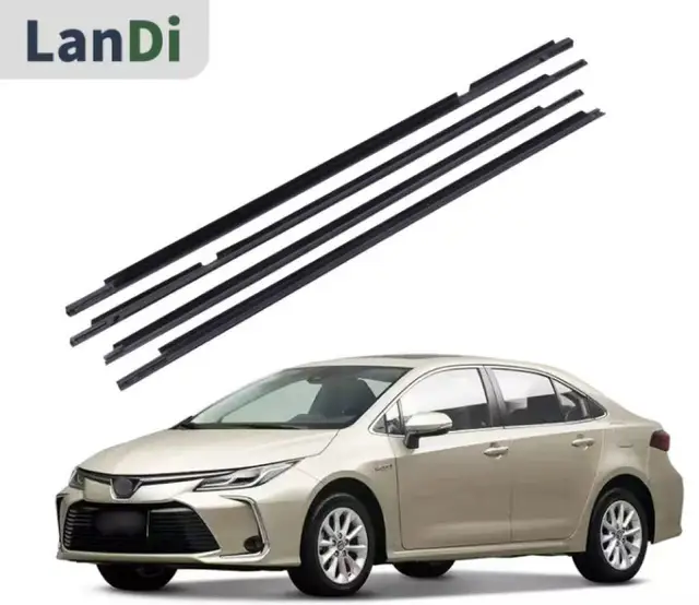 4 Pcs Car Side Window Trim Door Belt Molding Weatherstrips Seal Belt Fit for Corolla