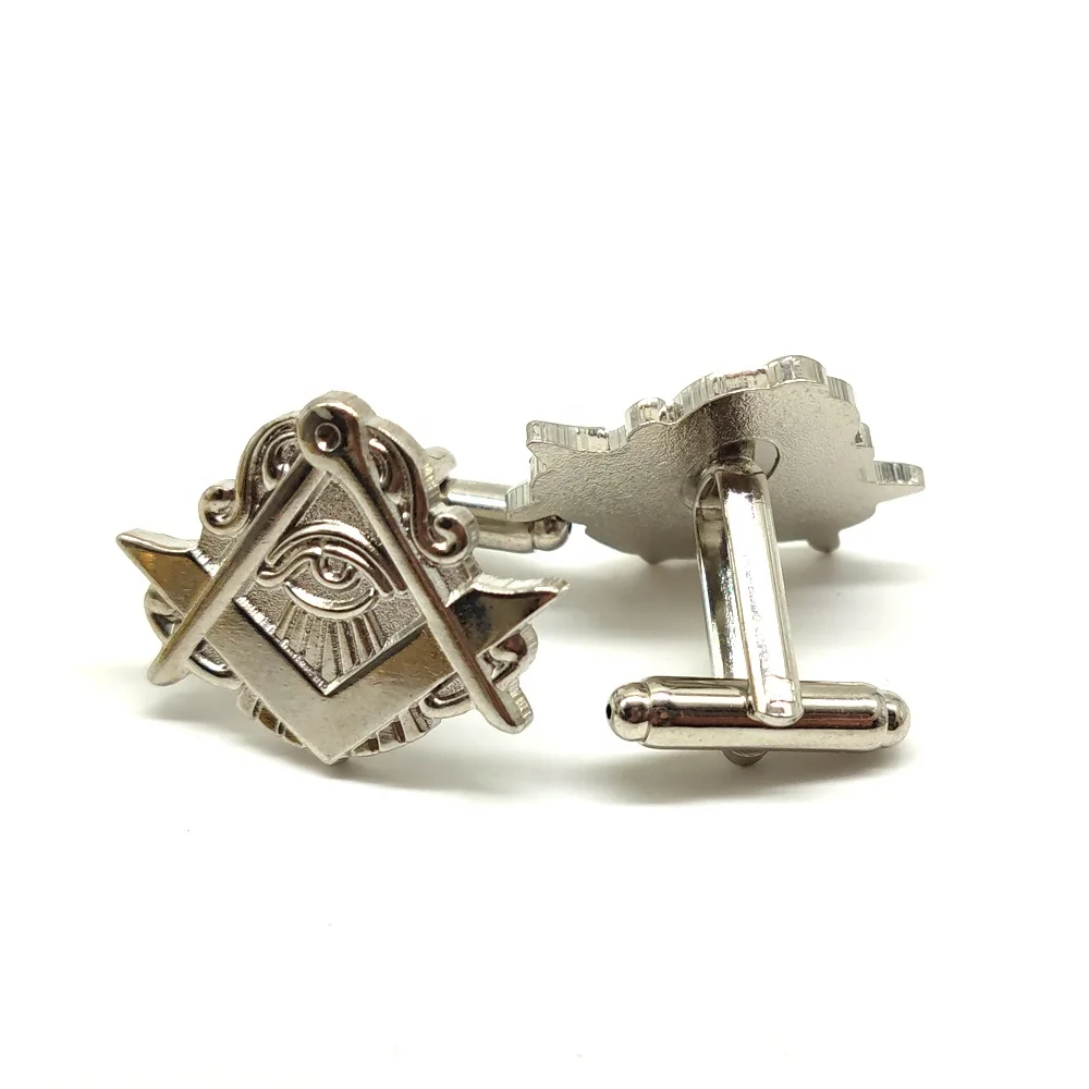 Персонализированные металлическое ремесло серебряного или золотого богатого цвета с покрытием каменщика вырезами Всевидящее глаз символ масонские Запонки