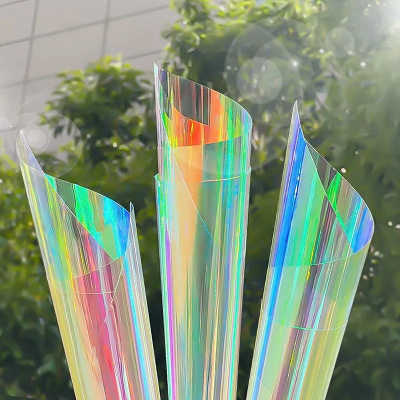 Colorful Holographic Laser Paper Decorative Cellophane Kindergarten DIY Craft Colored Sheets Recyclable PET