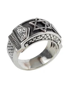 Customized 925 Sterling Silver Men Ring Jewelry Engraved Ring Oxidized Black Vintage Classic Men Ring