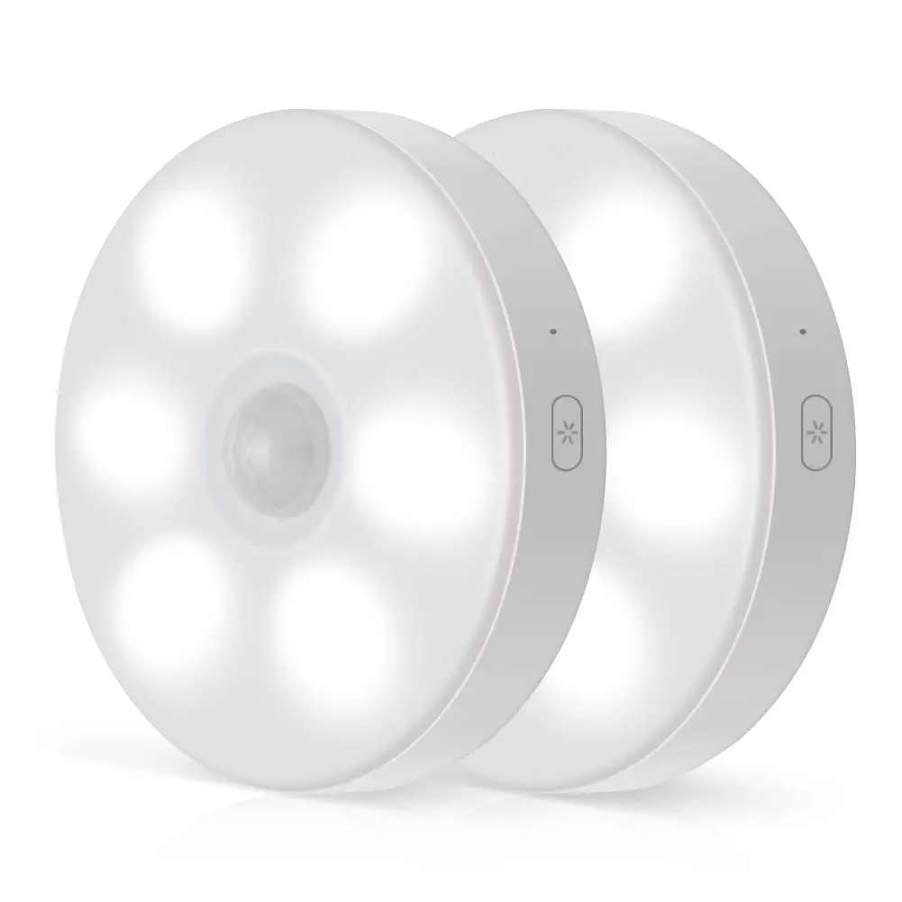 Under Closet Cabinet Counter Battery Operated Touch Motion Sensor Led Puck Night Lights For Kitchen Stairs Hallway